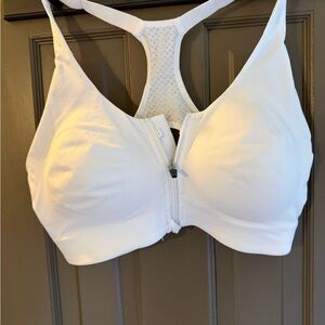 DSG White Zip-Front Sports Bra